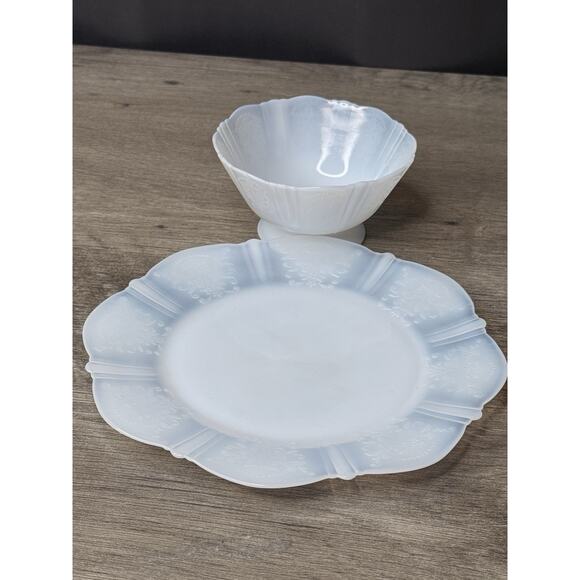 VTG MacBeth-Evans American Sweetheart Monax Cereal Plate & Sherbet Dish White - Picture 10 of 10